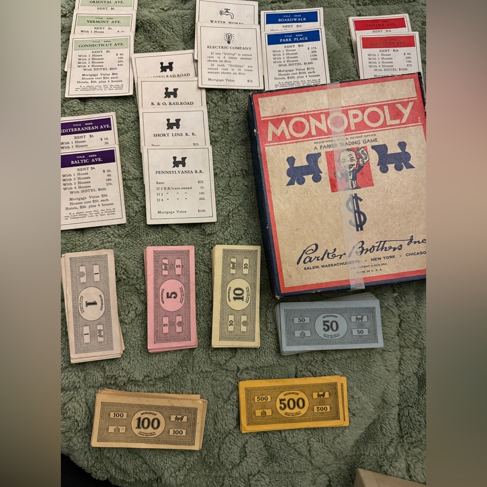Vintage MONOPOLY Parker Brothers Board Game Early Edition A Parker Trading Game